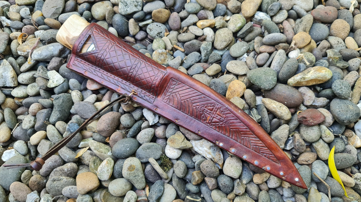 Antler handled knife and Irish sheath.