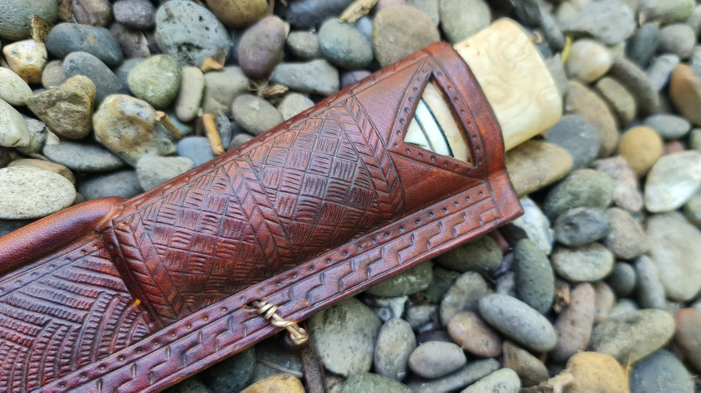 Antler handled knife and Irish sheath.