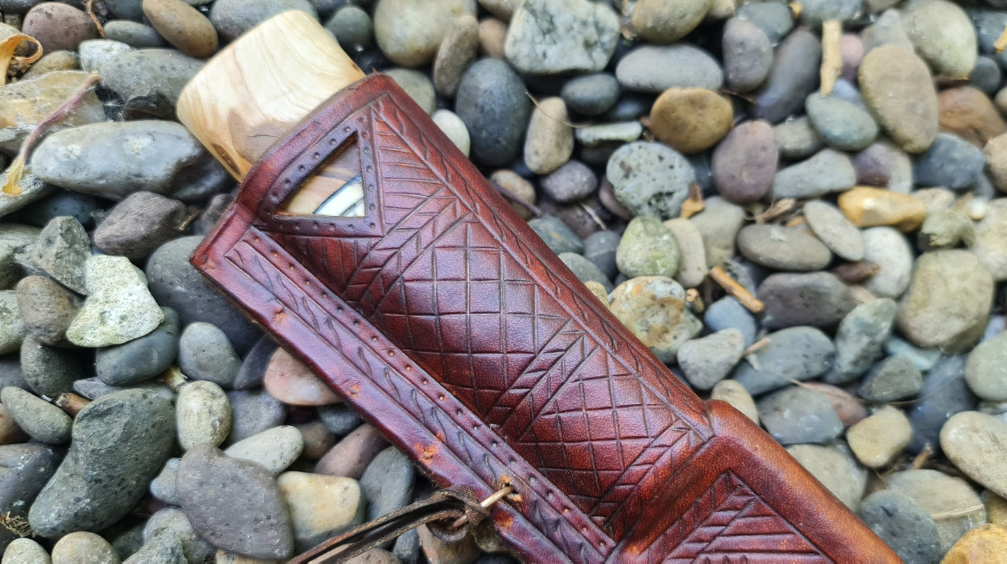 Antler handled knife and Irish sheath.