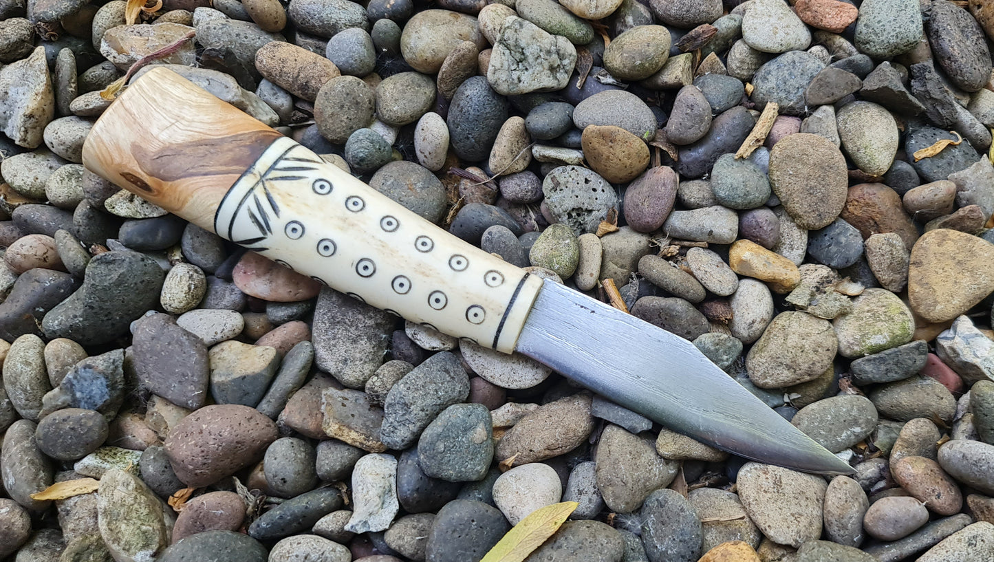 Antler handled knife and Irish sheath.