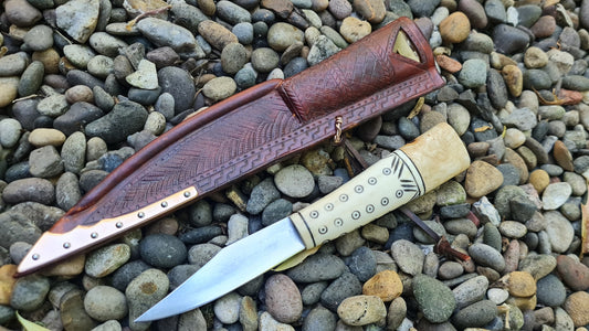 Antler handled knife and Irish sheath.