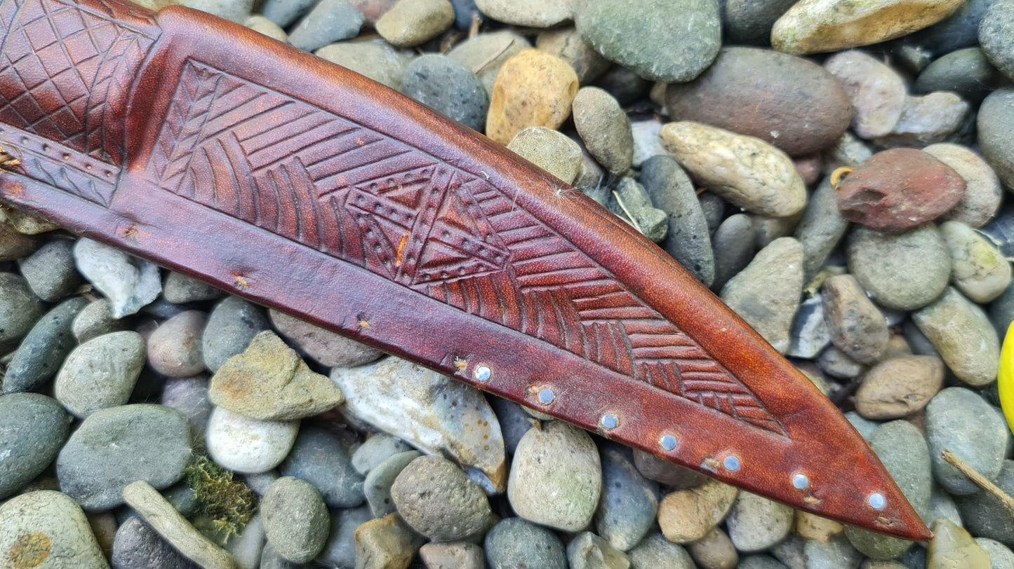 Antler handled knife and Irish sheath.